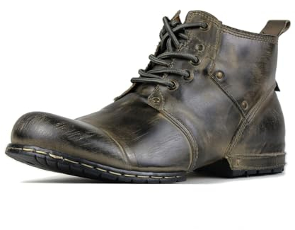OSSTONE Verde retrò Stivali da moto per uomo Caviglia camminare moda Lace-Up Pelle Chukka Stivali Uomo Scarpa Casual OS-6015-2-Verde retrò-9-R