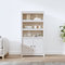 heybb Highboard Weiß 80x35x154 cm Highboard Wohnzimmer Esszimmerschrank Wohnzimmer SchräNke Highboard Vintage Buffetschrank Massivholz Kiefer