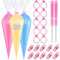 122PCS Tipless Piping Bags Disposable Pastry Bag 12 Inch 100PCS Icing Bags, 10 PCS Frosting Bag Clips, 2 Scriber Needle and 10 PCS Pastry Bag Ties for Cookies Cake Decorating