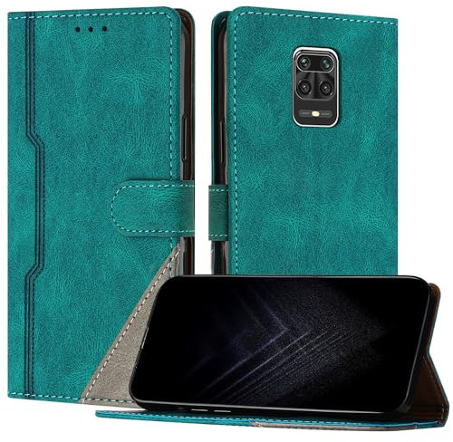 Netany Custodia Compatibile con Xiaomi Redmi Note 9 Pro/Note 9 Pro Max/Note 9S,custodia magnetica in pelle PU con [Slot Cart] [Supporto Stand] [Magnetica] (Verde)