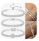 JeweBella 3PCS Armband Damen Silber Tennis Armband Damen Verstellbares Kristall Zirkonia Armband Set Glänzender Diamant Armband Klassisches Tennis Armbänder Schmuck für Frauen Freundin Mutter Ehefrau
