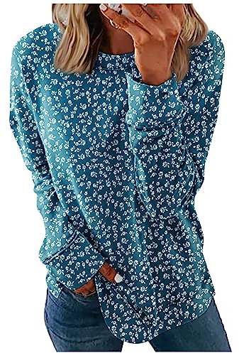 LSAltd Sweatshirt Damen Sexy Oberteil Damen Bekleidung Damenpullover Langarm Winter Weihnachtskleidung Damen Hausanzug Damen Winter Kalender 2024 Wandkalender Hoody Damen Pulli Damen(4-Blue,S)