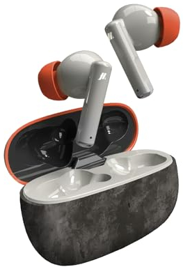 Music Hero auricolari wireless TWS, design Rash Fantasy, custodia di ricarica da 200 mAh, controlli touch, microfono integrato, in-ear, nero e grigio