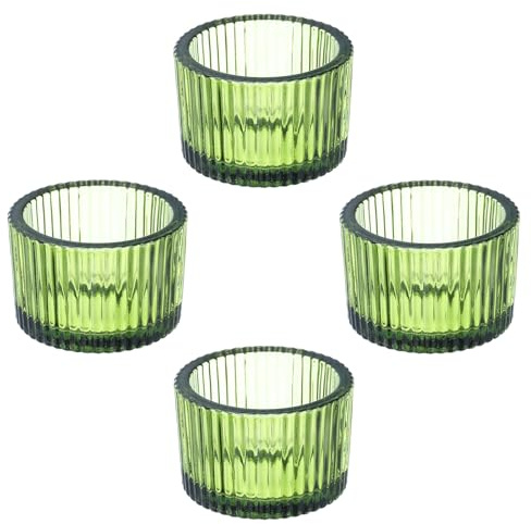 PATIKIL 4 Stück Teelichthalter, Teelichtgläser Kerzenhalter Glas Votivkerzenhalter Glas Kerzenhalter für Tischdekoration, Hochzeit, Abendessen, Grün
