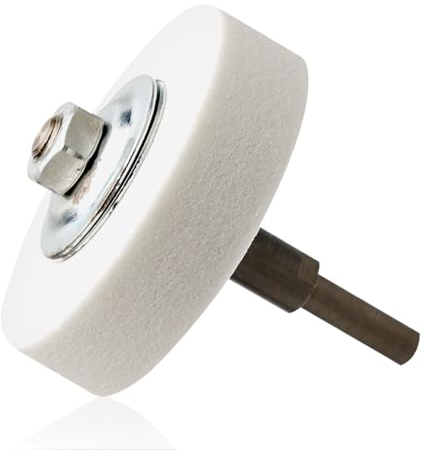GLADFRESIT Electric Drill Grinding Wheel, Grinding Wheel Adapter and Grinding Stone for Drill, 85mm OD 10mm ID for Metal Cast Iron Wood Matte Polishing(White)