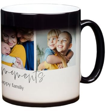 ORWONet personalisierte Zaubertasse mit Foto | 330 ml Zaubertasse gestalten | Farbwechseltasse: Foto wird durch Heißgetränk sichtbar | Magic Mug aus Keramik (best moments, innen weiß)