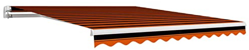 Kavolet Markisenbespannung Markisentuch Markise für Sonnenschutz Markisenstoff Wasserabweisend Reißfest Markisen Ersatzstoff mit Volant Markisevolant Markisenzubehör 300x250 cm Orange und Braun