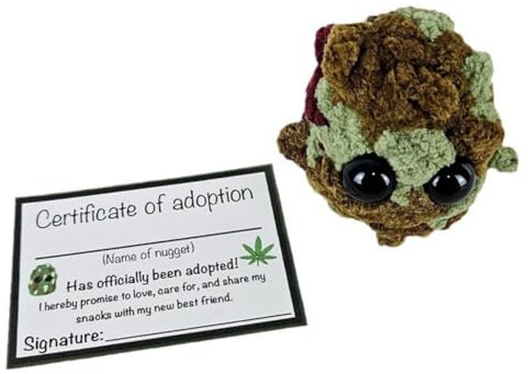 Paociuro Ensemble de 2 Peluches Weed Adopt A Weed, Bol à Fumer et Peluche Weed T, Petite Peluche Weed, comme Indiqué, Jouet en Peluche de 2 Pouces avec Certificat