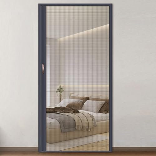 Falttüren Innentüren Atmungsaktive Falttürvorhänge, Selbstklebende Falttür Ohne Bohren Zur Raumtrennung von Türöffnungen und Treppen, Leicht Verschiebbare Sichtschutzblende(Gray,82x96in(208.3x243.8cm)