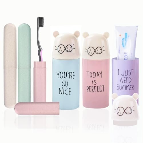6 Stück Zahnbürsten Reiseetui Set, Zahnbürstenbecher Etui, Großes und Kleines Zahnpasta Halter Etui, Belüftetes Tragbarer Zahnbürstenbehälter mit Deckel, Zahnbürstenbox für Geschäftsreisen Familie