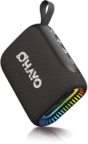 OHAYO Cassa Bluetooth 5.3 Mini con Luci RGB, Altoparlante Portatile Impermeabile IPX7, 24H Autonomia, Casse Compatto per iPhone, Feste, Outdoor, Nero