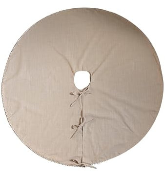 LIVLIG Premium Tannenbaum Rock ø120cm, Weihnachtsdecke Tannenbaum aus 100% Baumwolle, wendbare Decke unter Christbaum, Runder Teppich Weihnachten, Tannenbaumdecke in Braun & Beige mit Goldsaum