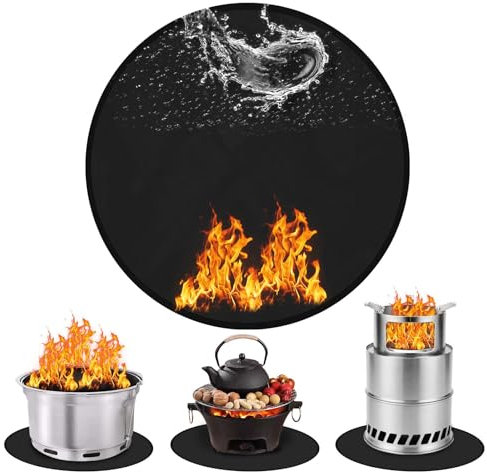 XIAOCHUAN 50cm Rund Feuerfeste Unterlage, Doppelseitige Silikon Hitzeschutzmatte, Feuerfest, Wasserdicht, Ölbeständig und Leicht zu Reinigen, Feuerschutzmatte für Küche, Grill, Kamin, Camping