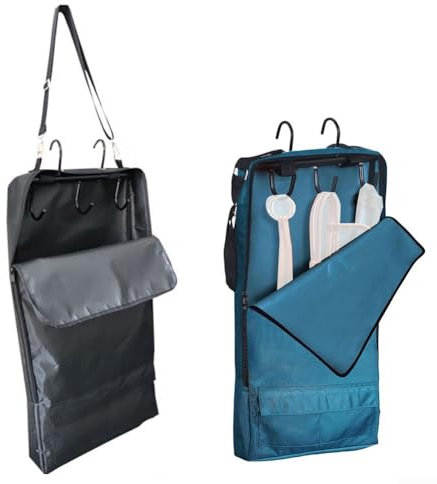Pferde-Tack-Tasche mit mehreren Taschen und 3 Haken für mühelose Organisation von Halftern und Seilen (dunkles Blaugrün)