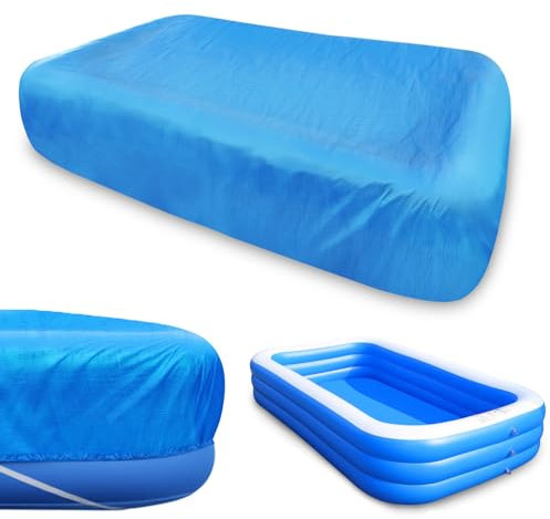 Cubierta de piscina rectangular inflable de 130 x 72 pulgadas, cubierta de piscina rectangular de 11 x 7 pies, cubierta de piscina rectangular solar de 130 x 72 x 22 pulgadas, resistente al polvo y a
