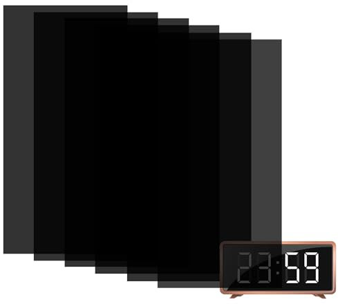 Deepton 6 Blätter LED Tönungsfolie, Licht Dimmer Folie Selbstklebend, LED Abdeckung Dimmen 50%, Schwarze Folie Selbstklebend, Verdunkelungsfolie für Lichtwecker Router Elektronikgeräte