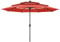 PHI VILLA 3m Garden Parasol Umbrella for Sun Protection with LED Lights 3 Tier Patio Outdoor Waterproof Umbrella with Crank,Orange Red