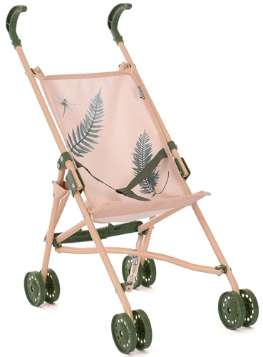 Poussette Roma RHS Fern pour poupée - Jouet écologique pour poupée - À partir de 2 Ans, crème/Vert, Tissu recyclé, Pliable, Portable, première Poussette idéale, Cadeau de Noël
