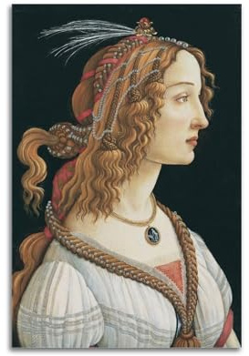 YMXSDIMDS Sandro Botticelli, Portrait einer jungen Frau von Sandro Botticelli, Poster, ästhetischer Druck, Kunstdruck, Leinwand, moderne Schlafzimmerdekoration, 30 x 45 cm