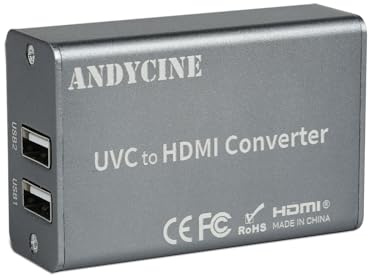 ANDYCINE UVC2H UVC USB to HDMI Captutre Card Converter | With Power Delivery Compatible with DJI Osmo Action 4/5 & Pocket 3,Pocekt 4, Insta360 for Live Streaming