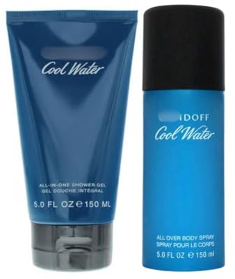 Cool Water Set, Body Spray 150ml, Shower Gel 150ml - Luxury Designer Body Wash & Perfume Gift for Men