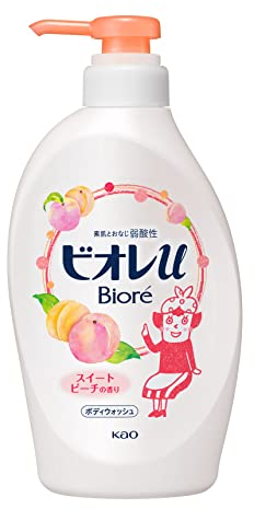 Biore U Body Wash Pump 480ml - Sweet Peach Scent