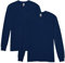 GILDAN Men's Heavy Cotton Long Sleeve T-shirt, 2-pack Shirt, Navy, M UK