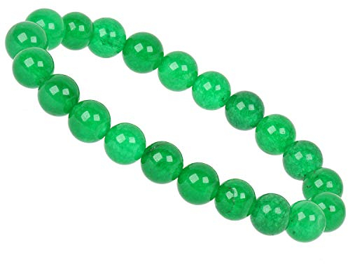 ELEDORO Stretch Armband aus echten Edelsteinen-Perlen 10mm: für Energie und Harmonie (Achat grün)