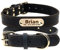 TagME Personalised Leather Dog Collars, Thick Genuine Leather, Laser Engraved Nameplate, Clear On Collar ID Tags, Fits Large Dogs, Black