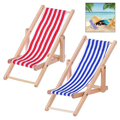 iwobi 2 Stück Mikrolandschaft Miniliegestuhl Strandkorb Sonnenschirm Kleine Palme Deko Accessoires