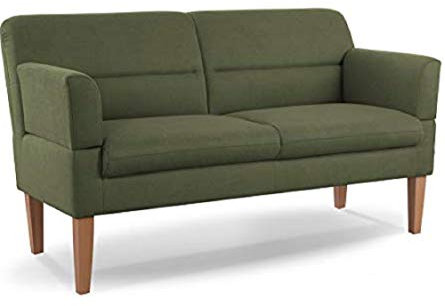 CAVADORE 2,5-Sitzer Küchensofa Kira / Sitzbank für Küche, Esszimmer oder Wohnküche inkl. Armteilverstellung / Leichte Fleckenentfernung dank Soft Clean / 168 x 94 x 81 / Flachgewebe: Grün