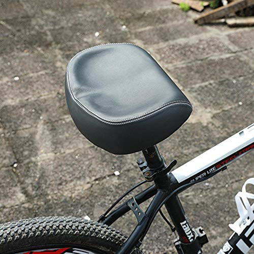 KUAQI Breiter Fahrradsattel Damen Herren, Geräumiger Fahrradsitz aus Leder, Weich Fahrradsitz ohne Nase Big Butt Sattel Stoßfestigkeit Kunststoff