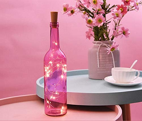 KALUO 3M 30 LED Pink Color Bottle Lights (6 Pack),Copper Wire Cork Rope Lights Battery Operated for Wine Bottle,Starry String Light for Parties, Wedding, Christmas Decoration