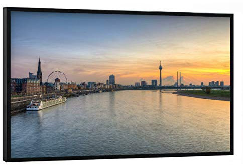 artboxONE Poster mit schwarzem Rahmen 75x50 cm Städte Die Skyline von Düsseldorf - Bild düsseldorf