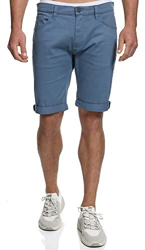 Indicode Herren Villeurbanne Jeans Shorts mit 5 Taschen | Herrenshorts Used Look für Männer China Blue, XL