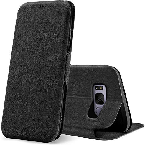 CoolGadget Klapphülle für Samsung Galaxy S8 Plus, PU Leder, Kartenfach, Magnetverschluss, Standfunktion, Rundumschutz - Schwarz