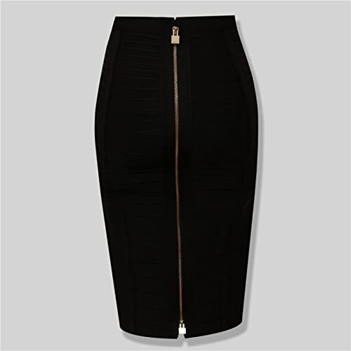 WQZYY&ASDCD Bleistiftrock Plus Size Sommermode Reißverschluss Bandage Rock Bodycon Bleistiftrock M Schwarz