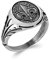 Tata Gisèle Bague pour Homme en Argent 925/000 - Motif Fleur de Lys - Cabochon Ovale - Vintage (66)