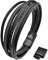 LEODYNE Geflochtenes Lederarmband in schwarz und braun - Armband Herren mit Magnetverschluss aus Edelstahl Lederarmband Männer inkl. extra Glied