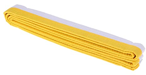 Harilla Ceinture de Karaté Arts Martiaux Ceinture D'aïkido Double, Blanc et Jaune, 280 x 3,85 cm