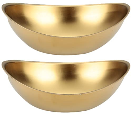 rismart 2 pièces Acier Inoxydable Sauce Vaisselle Ovale Spices épices Bol de Service Assiettes Or