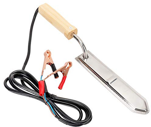 Omabeta Elektrisches Honig-Entdeckelungsmesser Zuverlässiger Honigschaber-Schneider-Imkerei-Ausrüstungs-Werkzeuge 12V mit Holzgriff-Edelstahl-Klinge für Imker