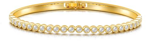 Philip Jones 18k Gold Plated Tennis Bangle Created with Zircondia® Crystals (7 Inch)