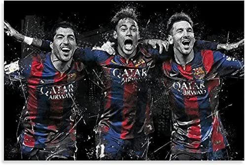 LBMED Poster Und Gedruckte Messi Suarez Neymar Great Sports Football Star für Moderne Familiendekoration Leinwand Malerei Wandkunst Bilder 15.7x23.6(40x60cm) Kein Rahmen