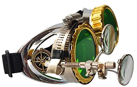 Perfeclan Unisex-Steampunk-Brille, Punk-Okularlupe, Gothic-Brille, Foto-Requisiten, Kostümmode, Sonnenbrille für Kostüm, Halloween, Maskerade-Party