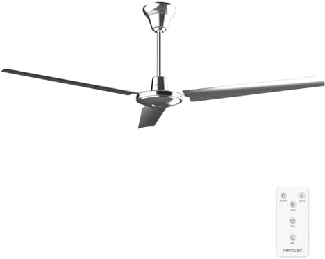 Cecotec Ventilador de Techo Industrial con Mando EnergySilence Aero 4800 Pro. 88W, Motor AC, Diámetro 52 - 132cm, 3 Velocidades, 3 Aspas Aerodinámicas, Diseño Metálico, Temporizador