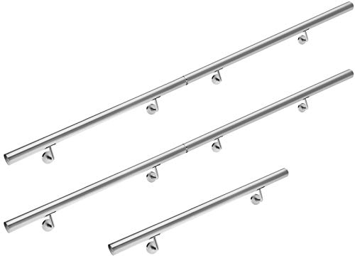 Monzana Edelstahl Handlauf V2A Geländer Treppengeländer 500 cm Wandhalterung Verbindungen Verschlusskappen Innen & Außen
