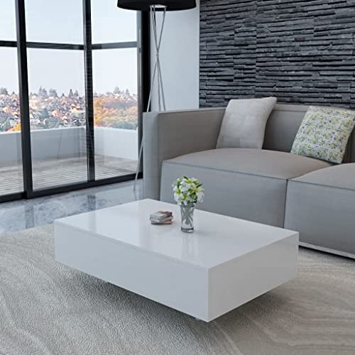 INLIFE Couchtisch Hochglanz Weiß,Weiß,15.6KG