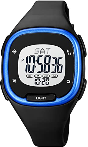 Armbanduhr Damen Digital Uhr Elektronisch 5 ATM Wasserdicht Kinderuhr Jungen Mädchen Damenuhr Wecker Stoppuhr Frauen Uhren mit Silikon Armband Outdoor Sport Rosa Schwarz Gold Blau Weiß