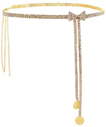 jascaela Women's Sparkle Rhinestonel Chain Belt Glitter Waist Belt for Wedding Dress Formal dress, One Size, Alloy, Rhinestone